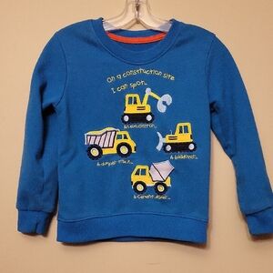 Blue embrodiered construction site themed sweatshirt